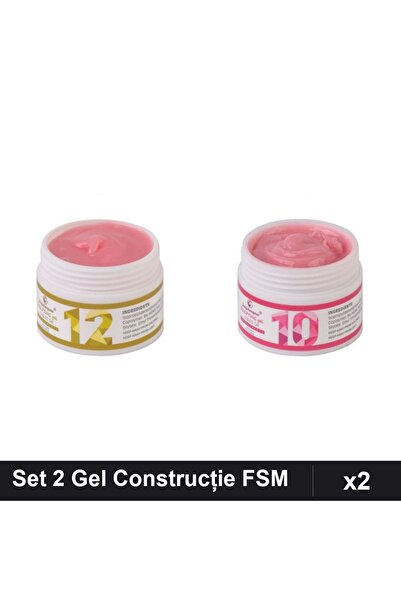 Makeup Set 2 Gel Construcție UV LED FSM 15g, Nuante 12 și 10, Manichiură Prof...