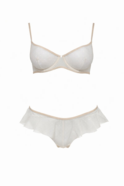 Wakabayashi Tulle Transparent Underwire Bra and Flared Brazilian Panties Set