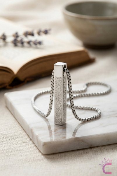 Cinderella Accessories قلادة من الفولاذ المقاوم للصدأ مع سلسلة فضية على طراز البندقية من Ayetel Kürsi - إكسسوارات مجوهرات هدية للنساء والرجال