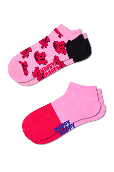 Derimod Happy Socks Γυναικείες κάλτσες με ροζ σχέδιο από βαμβάκι, σετ 2 τεμαχ...