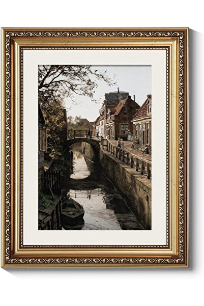 ALAYRA International Premium Fall Forest Autumn Canvas Wall Art Gold Frame 30...