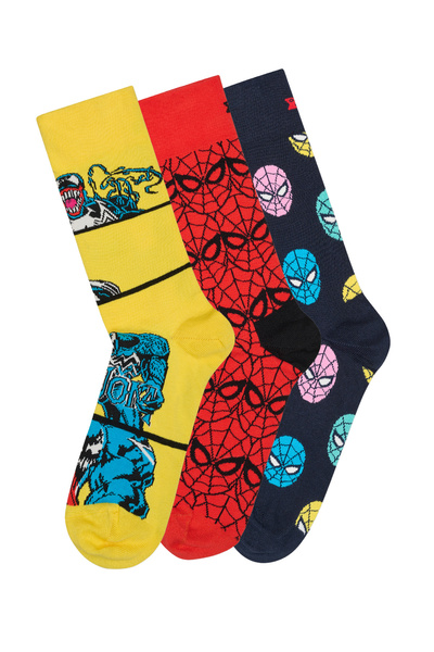 Derimod Happy Socks Мъжки многоцветни памучни чорапи с мотив Спайдър-Мен, ком...