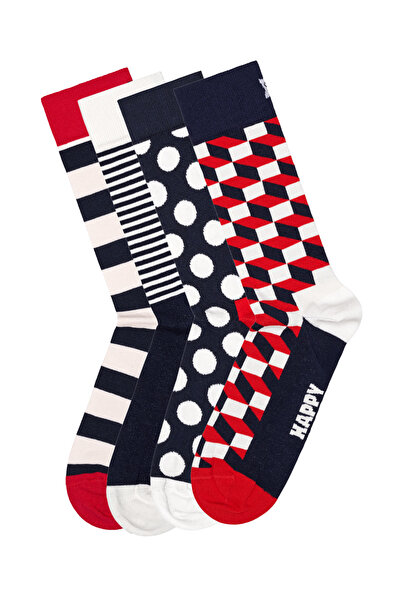Derimod Happy Socks Men's Navy Blue 4-Piece Cotton Socks Set Xbdo09-6002