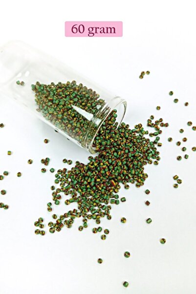 Generic Brand Bulk glass sand beads (11/0) 2 mm - 60 grams - green yellow str...