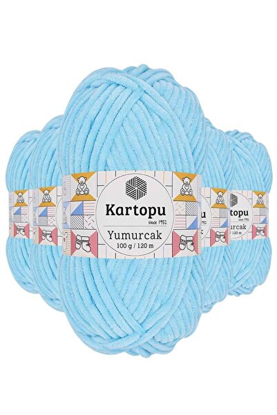atastore2017 5 Pieces Yumurcak Velvet Hand Knitting Yarn Light Turquoise K516