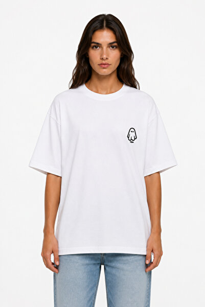 Compostela Unisex Women's Men's Ghost Logo Front Printed Oversize Thick Fabri...