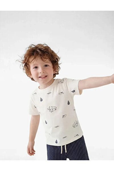 Koton Cotton Short Sleeve Crew Neck Printed T-Shirt
