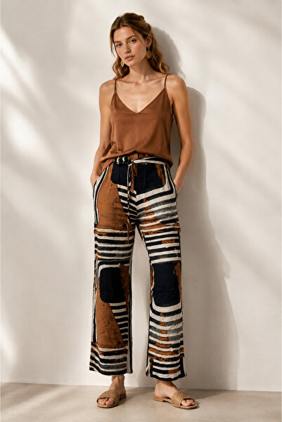 MyFlamenco Abstract Çizgi Desenli Wide Leg Pantolon