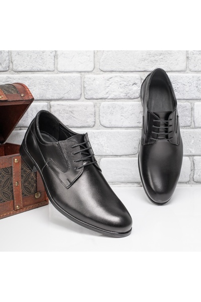 Modlet.ro Men's black elegant leather shoes with laces MOD11560