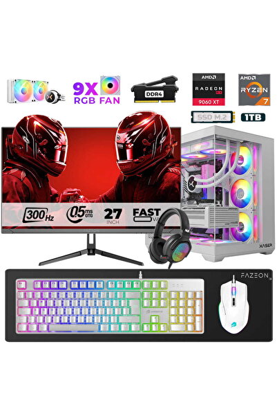 XASER Star X160 Ryzen 7 5700X 32GB Ram 1TB M.2 NVMe SSD 16GB RX9060XT 27" 300...