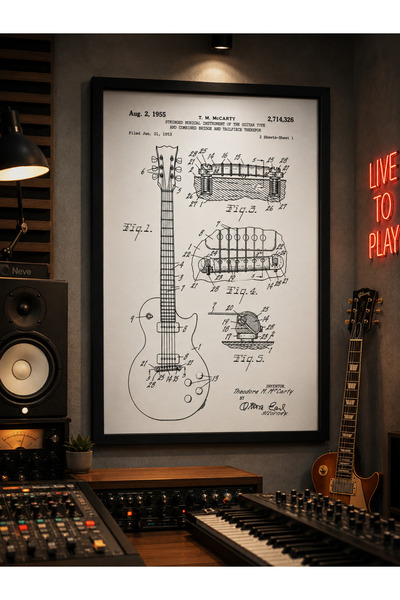 Pegziz Slika patenta električne gitare, muzički instrument, zidna dekoracija