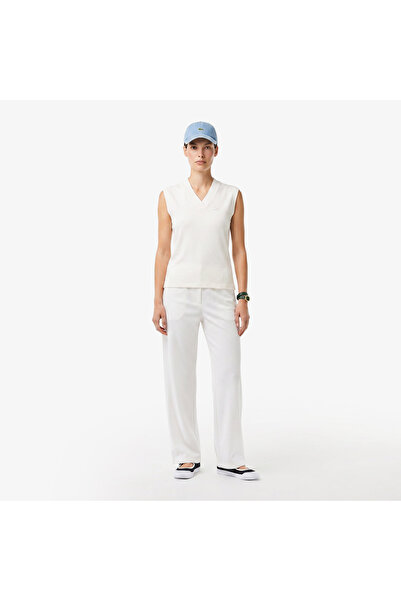 Lacoste Kadın Relaxed Fit Beyaz Pantolon