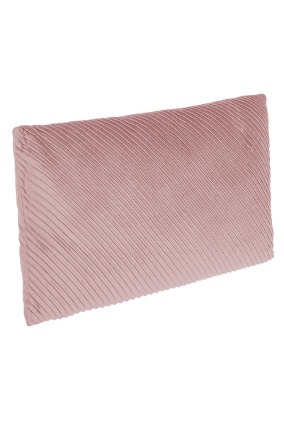 Zumzeria Pernă decorativă de iarnă din catifea roz cu dungi în relief 50x30cm