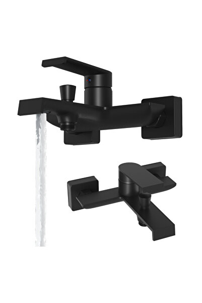 Granitan Baterie Baie si Dus Bali, Negru Mat, Perete, 150mm