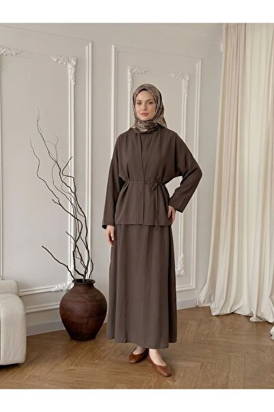 Lunsera Store فستان كوبرا مزدوج - بني