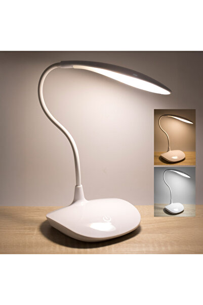 Zumzeria White Desk Lamp with LED Touch Function & USB