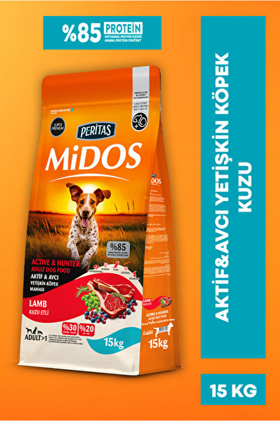 PERİTAS Midos Aktif & Avcı Yetişkin Kuzu Etli Köpek Maması 15 Kg