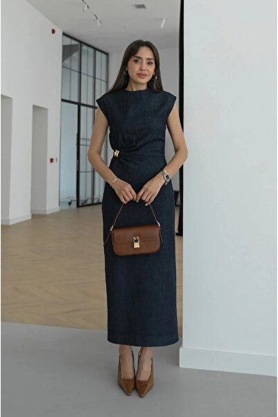 My Blog Rochie din denim albastru marin cu accesorii - 8192
