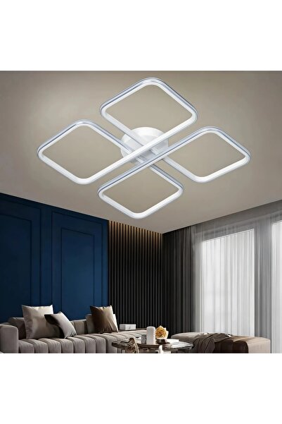 Elektroyou Asel Beyaz Modern Tasarım Krom Çizgili Plafonyer Ultra Power Beyaz...