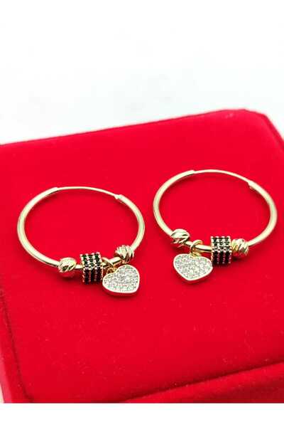 NN Cercei rotunzi 3 CM " Charm heart" placati cu aur
