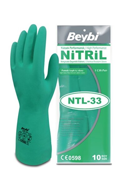 Beybi قفازات العمل من النتريل NTL33 باللون الأخضر
