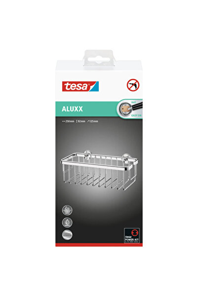 Tesa Aluxx 25cm Chromed Aluminum Bathroom Shelf, Adhesive Mount, No Mounting Kit