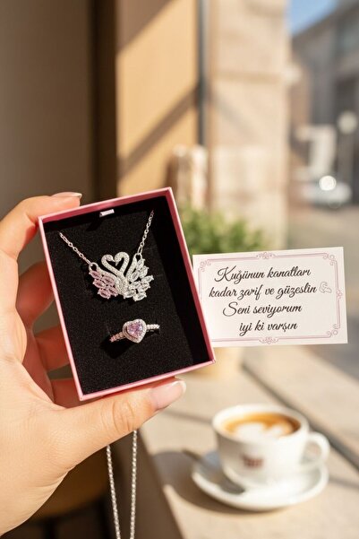 Perry Accesories swan çift kuğulu kolye kararmaz çelik çift kuğu kolye sevgil...