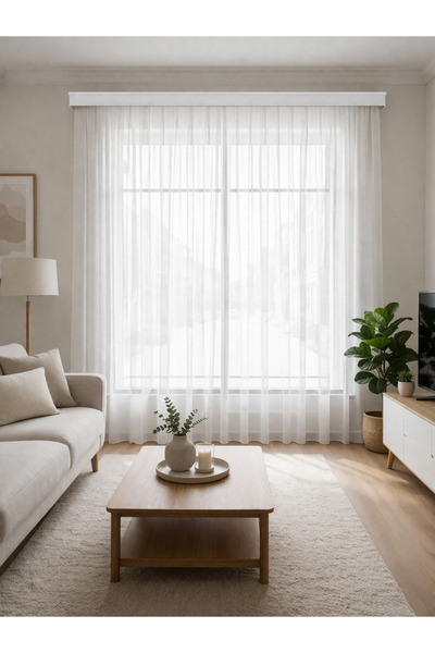 Elen's Light Cream Natural Non-Ironing Living Room, Living Room 1/3 Pleated T...