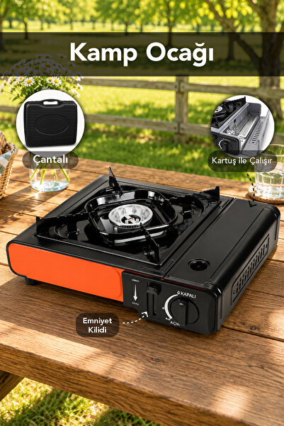 Fischer Kamp Ocağı - Taşıma Çantalı Stop Emniyetli Kırmızı Kamp Ocağı 34x28x1...