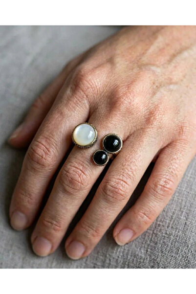 Dorvina Bronze Vintage Women's Ring Authentic Copper Jewelry Black White Natu...