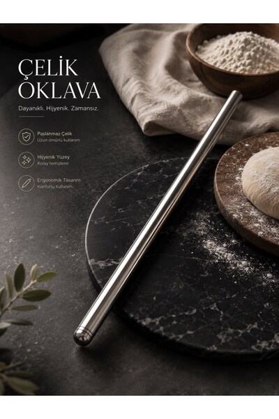 morponi Masterchef Paslanmaz Çelik 80 cm Hamur Açma Oklava