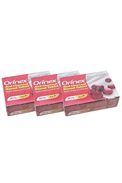 Orinex 3 علب أورينكس | فحم سريع الاشتعال أحمر دائري حجم متوسط 33 مم - 30 قرص