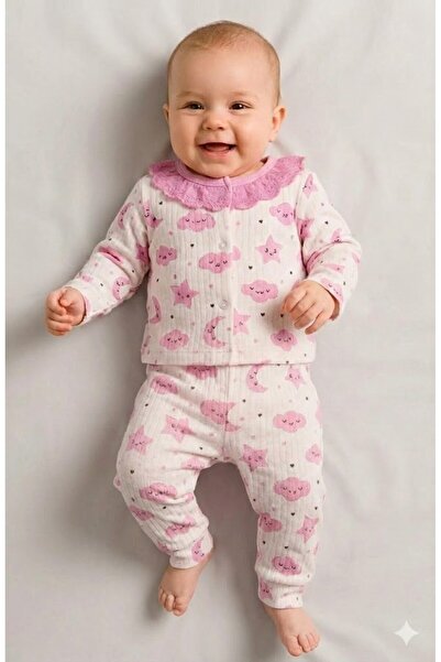 ruhaay Baby Girl Set with Patterned Collar, Scalloped Collar, Long Sleeves, C...