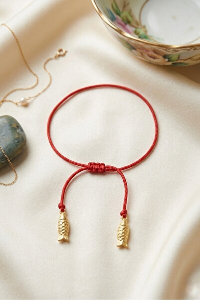 Femenino Red String Bracelet Adjustable Lucky Bracelet with Double Fish Figures