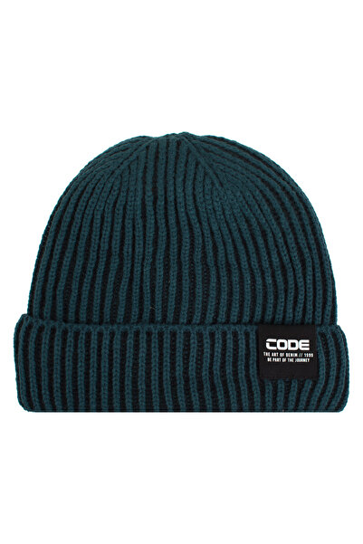 Zumzeria Căciulă tricotată, verde închis, căptușită cu fleece negru, cu patch...