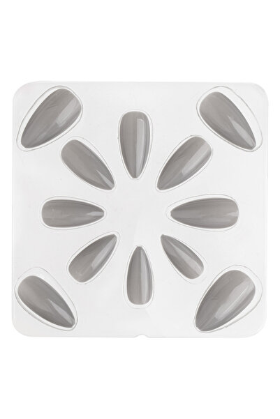 Zumzeria Gray Almond Adhesive False Nails Set - 12pcs