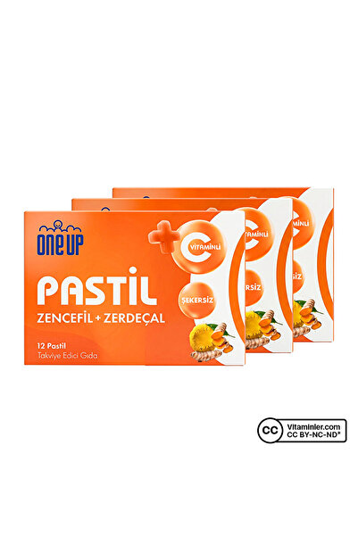 One Up Pastil Zencefil + Zerdeçal 12 Pastil 3 Adet