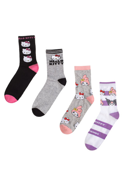 Zumzeria Стилни черно-сиво-бели раирани чорапи с мотив Hello Kitty за деца - ...