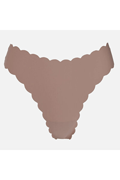 Zumzeria Beige Curved Lace Cut String Panties