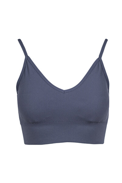 OEM Blue Seamless Sports Bra with Thin Crisscross Straps for Women - One Size