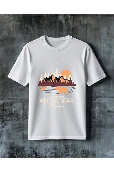 COMVİCHO تي شيرت مطبوع كبير الحجم من if you never go dag ayisi