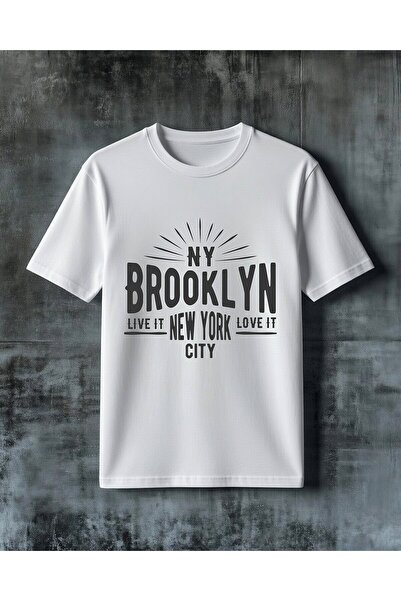 COMVİCHO تي شيرت بروكلين نيو يورك سيتي مطبوع كبير الحجم