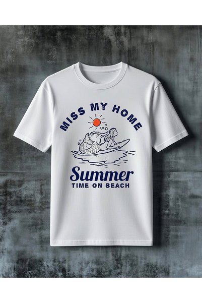 COMVİCHO Miss My Home Mermaid Printed Oversize T-Shirt
