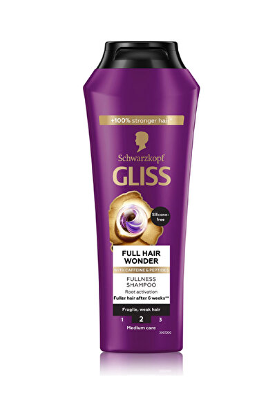 Schwarzkopf Gliss shampoo with caffeine and peptides, vegan formula, 250 ml