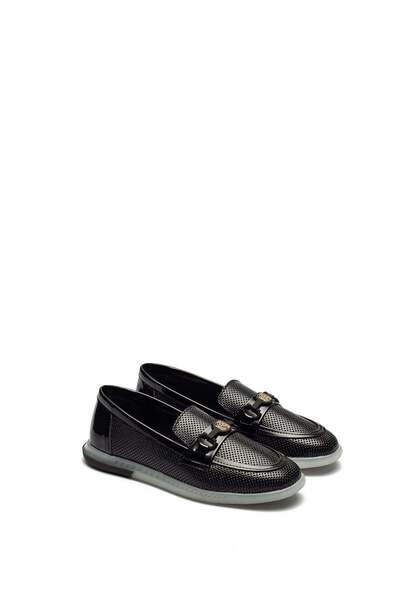 Kadın İğne Baskılı Günlük Loafer Makosen Casual Rugan Ayakkabı 12110