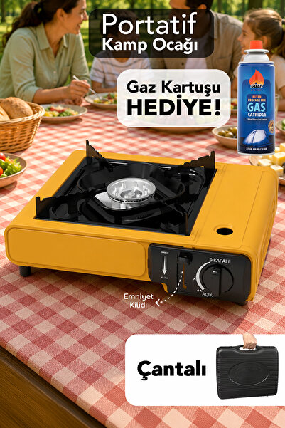 Fischer One Portatif Kamp Ocağı - Taşıma Çantalı Emniyet Kilitli Gazlı Sarı O...