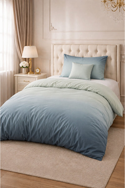 Sendia 1 Person Bed Linen 140 x 200 cm, Blue Degrade Model, 3 Pieces, Cotton,...