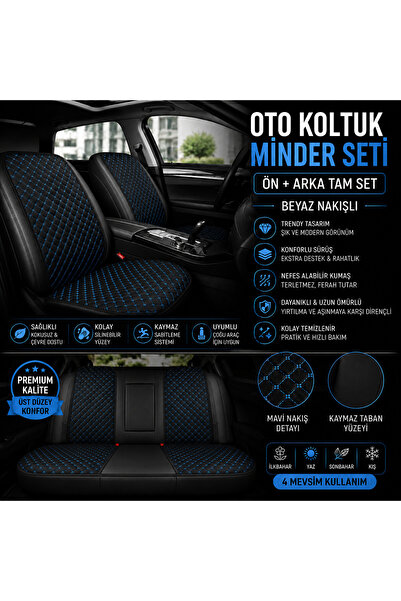 zifona Car Seat Cushion Priemum(7 Pieces) - 5 Seat Full Set Blue