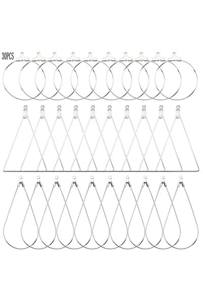 Choice4 Mixed silver Triangle Earring Hoops Round Ear Rings Teardrop Beading ...