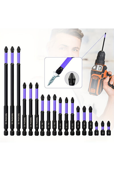 Choice4 طقم مفكات مغناطيسية 18 قطعة، رؤوس PH2 فيليبس 25-150 مم، مضادة للانزلا...